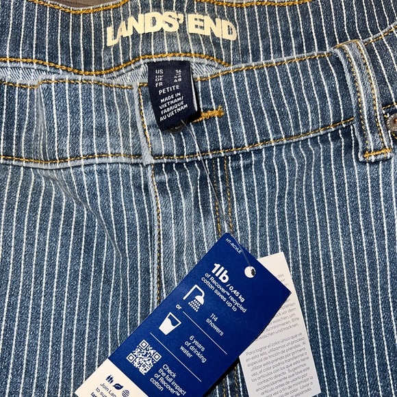 Lands’ End Recover High-Rise Striped Wide Leg Crop Jeans – Size 16 Petite - Picture 7 of 9